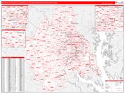 Washington-Arlington-Alexandria Metro Area Wall Map Red Line Style 2022